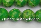 CDE2197 15.5 inches 20mm faceted round dyed sea sediment jasper beads