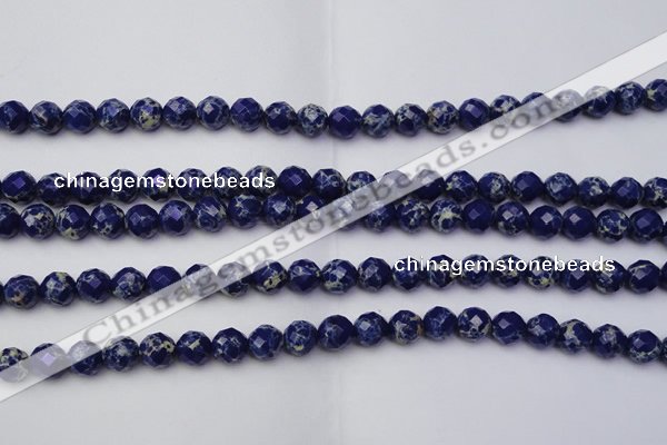 CDE2211 15.5 inches 8mm faceted round dyed sea sediment jasper beads