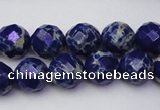 CDE2213 15.5 inches 12mm faceted round dyed sea sediment jasper beads