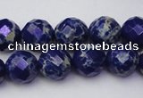 CDE2214 15.5 inches 14mm faceted round dyed sea sediment jasper beads