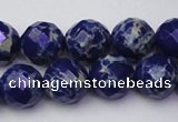 CDE2215 15.5 inches 16mm faceted round dyed sea sediment jasper beads