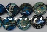 CDE232 15.5 inches 16mm flat round dyed sea sediment jasper beads