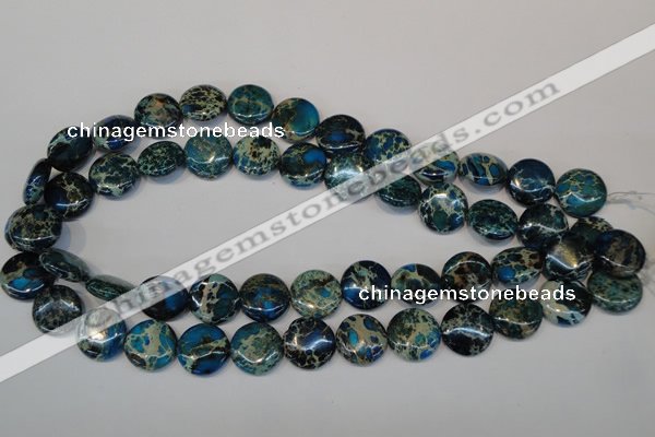 CDE232 15.5 inches 16mm flat round dyed sea sediment jasper beads