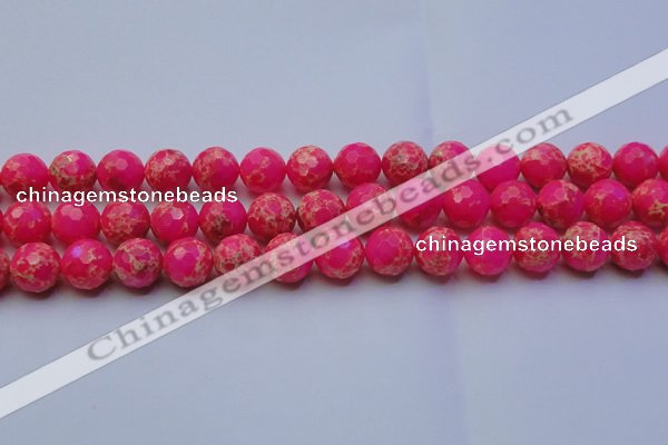 CDE2507 15.5 inches 14mm faceted round dyed sea sediment jasper beads