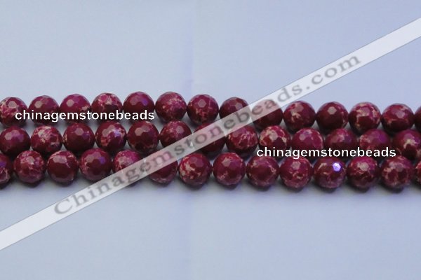 CDE2521 15.5 inches 14mm faceted round dyed sea sediment jasper beads