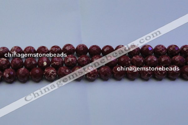 CDE2528 15.5 inches 14mm faceted round dyed sea sediment jasper beads