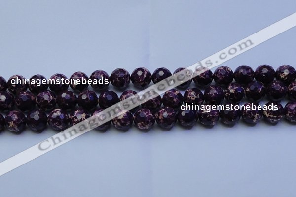 CDE2535 15.5 inches 14mm faceted round dyed sea sediment jasper beads