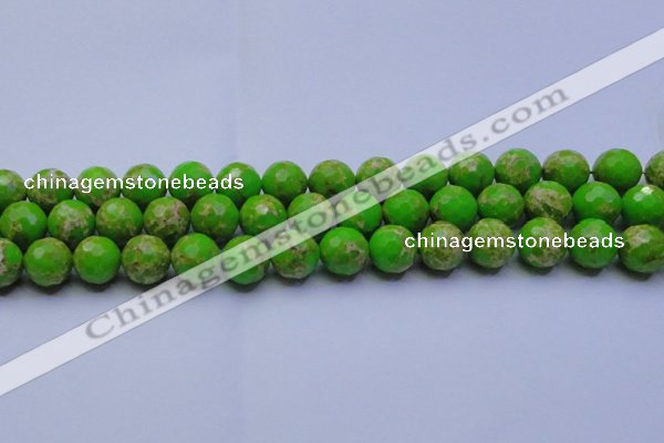 CDE2556 15.5 inches 14mm faceted round dyed sea sediment jasper beads