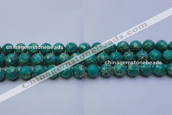 CDE2564 15.5 inches 14mm faceted round dyed sea sediment jasper beads