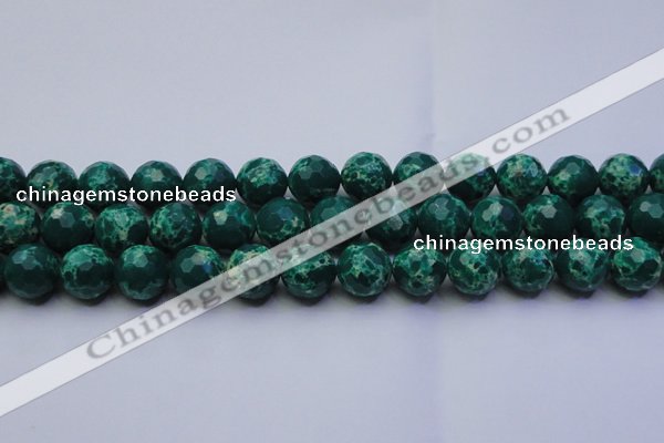 CDE2571 15.5 inches 14mm faceted round dyed sea sediment jasper beads