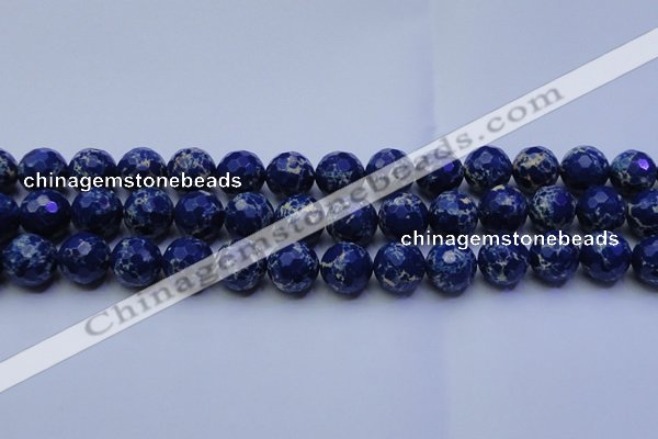 CDE2579 15.5 inches 14mm faceted round dyed sea sediment jasper beads