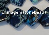 CDE258 15.5 inches 20*20mm diamond dyed sea sediment jasper beads