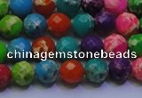 CDE2695 6mm faceted round mixed color sea sediment jasper beads