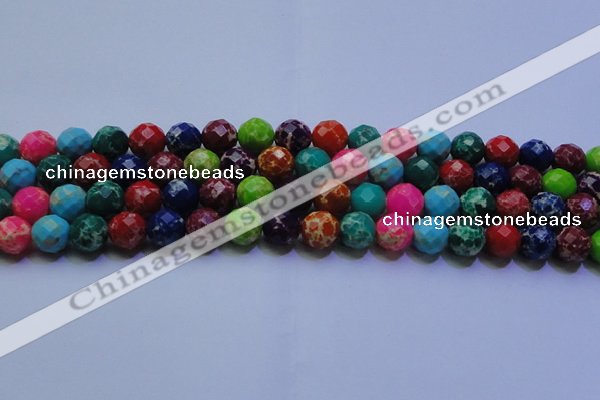 CDE2698 12mm faceted round mixed color sea sediment jasper beads