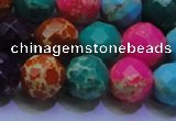 CDE2699 14mm faceted round mixed color sea sediment jasper beads