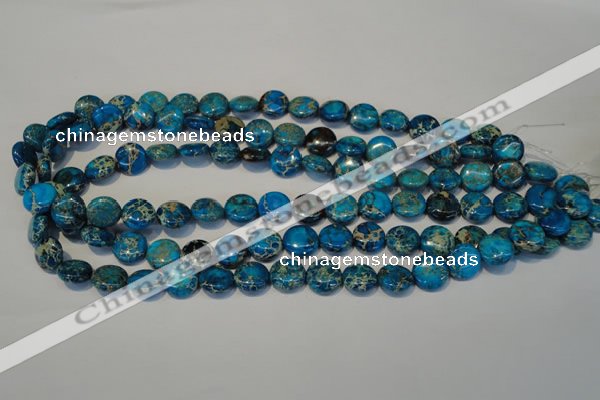 CDE305 15.5 inches 12mm flat round dyed sea sediment jasper beads