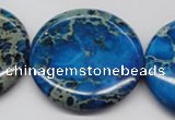 CDE310 15.5 inches 40mm flat round dyed sea sediment jasper beads