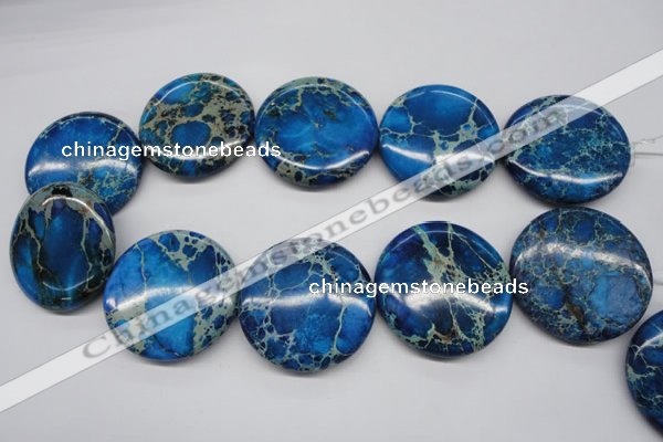 CDE310 15.5 inches 40mm flat round dyed sea sediment jasper beads