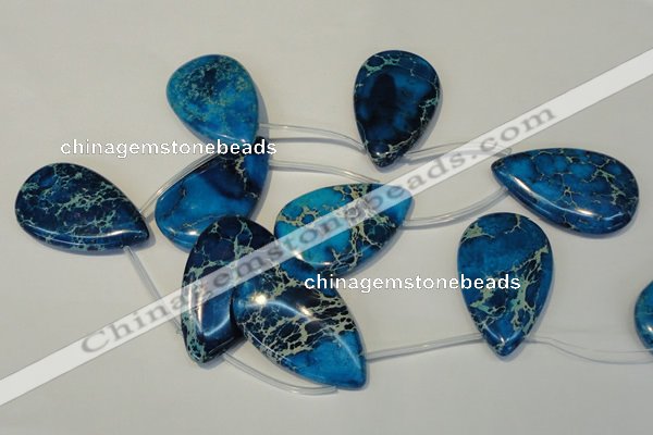 CDE345 Top-drilled 30*50mm flat teardrop dyed sea sediment jasper beads