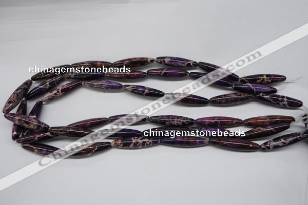 CDE383 15.5 inches 7*30mm rice dyed sea sediment jasper beads