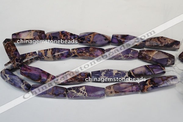 CDE386 15.5 inches 12*40mm faceted rice dyed sea sediment jasper beads