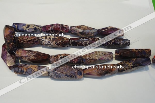 CDE388 15.5 inches 14*44mm faceted rice dyed sea sediment jasper beads