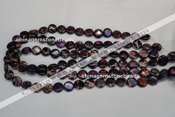 CDE398 15.5 inches 12mm flat round dyed sea sediment jasper beads