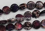 CDE405 15.5 inches 10mm flat round dyed sea sediment jasper beads