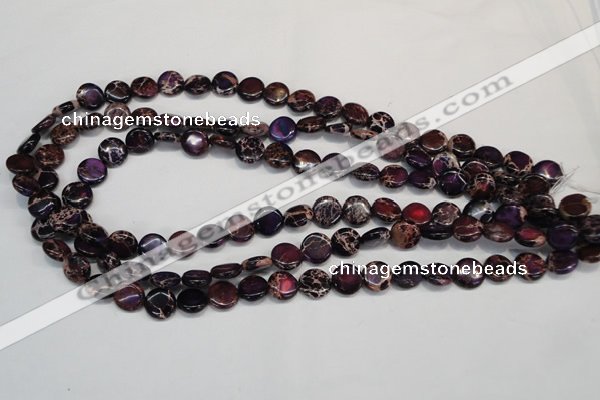 CDE405 15.5 inches 10mm flat round dyed sea sediment jasper beads