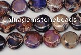 CDE406 15.5 inches 12mm flat round dyed sea sediment jasper beads