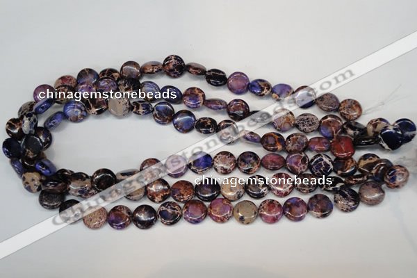 CDE406 15.5 inches 12mm flat round dyed sea sediment jasper beads