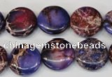 CDE408 15.5 inches 16mm flat round dyed sea sediment jasper beads