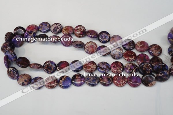 CDE408 15.5 inches 16mm flat round dyed sea sediment jasper beads