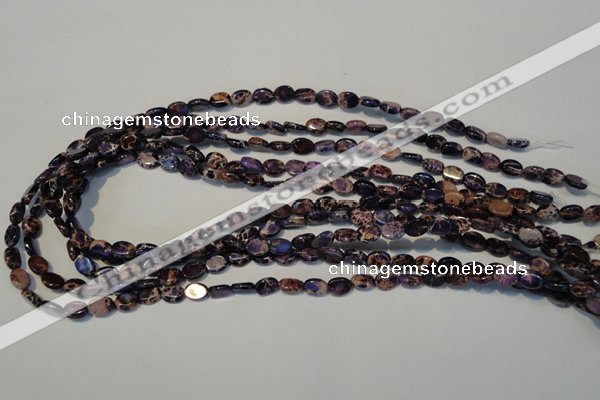 CDE414 15.5 inches 6*8mm oval dyed sea sediment jasper beads