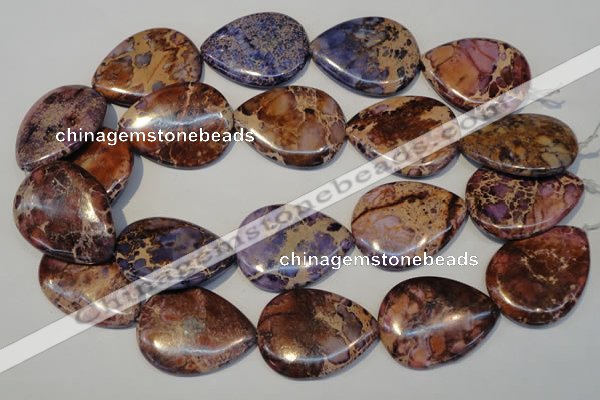 CDE461 15.5 inches 30*40mm flat teardrop dyed sea sediment jasper beads