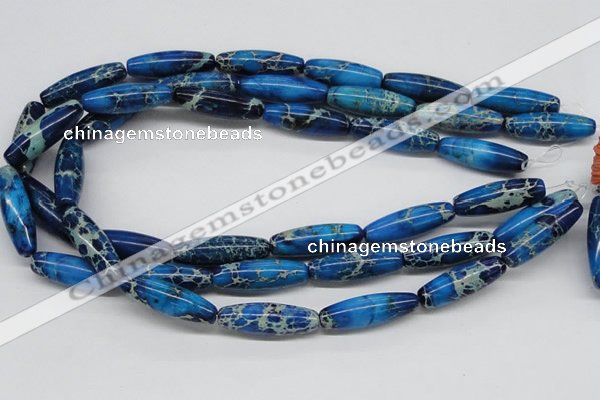 CDE48 15.5 inches 10*30mm rice dyed sea sediment jasper beads