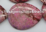 CDE480 15.5 inches 30*40mm flat teardrop dyed sea sediment jasper beads