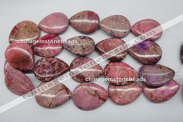 CDE480 15.5 inches 30*40mm flat teardrop dyed sea sediment jasper beads