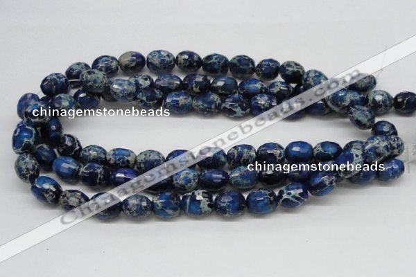 CDE49 15.5 inches 12*15mm faceted egg-shaped dyed sea sediment jasper beads