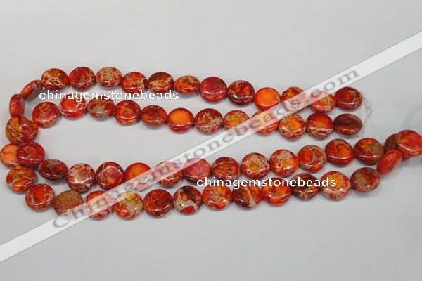 CDE518 15.5 inches 14mm flat round dyed sea sediment jasper beads