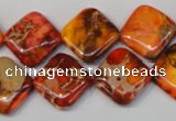 CDE545 15.5 inches 14*14mm diamond dyed sea sediment jasper beads