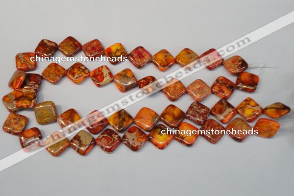 CDE545 15.5 inches 14*14mm diamond dyed sea sediment jasper beads