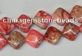 CDE568 15.5 inches 10*10mm diamond dyed sea sediment jasper beads