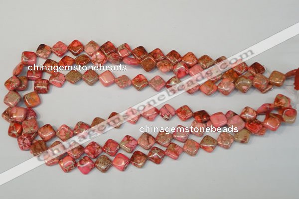 CDE568 15.5 inches 10*10mm diamond dyed sea sediment jasper beads