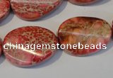 CDE575 15.5 inches 18*25mm twisted oval dyed sea sediment jasper beads