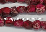 CDE612 15.5 inches 8*10mm faceted nugget dyed sea sediment jasper beads