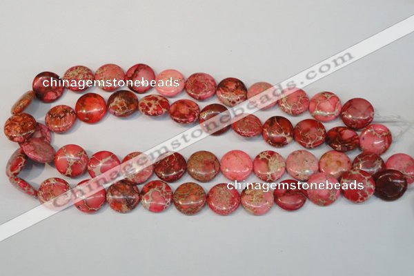 CDE655 15.5 inches 16mm flat round dyed sea sediment jasper beads