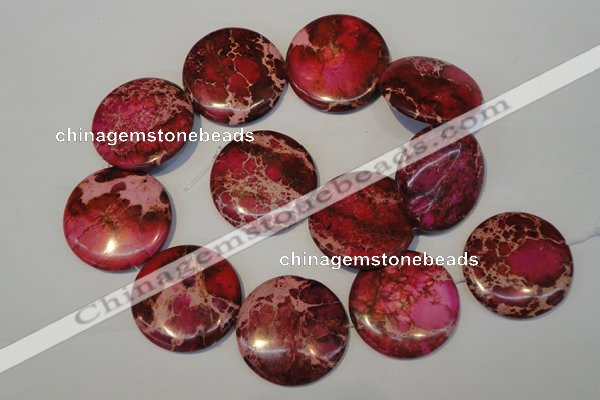 CDE660 15.5 inches 35mm flat round dyed sea sediment jasper beads