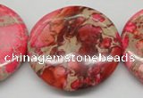 CDE661 15.5 inches 40mm flat round dyed sea sediment jasper beads