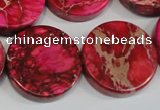 CDE665 15.5 inches 25mm coin dyed sea sediment jasper beads